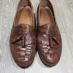 Earth Shoe Dale Men's Leather Loafers w/ Tassels Brown sz 9D